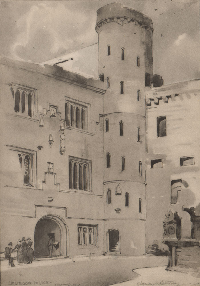 LINLITHGOW. The palace courtyard. Scotland. By Alexander N. Paterson 1952